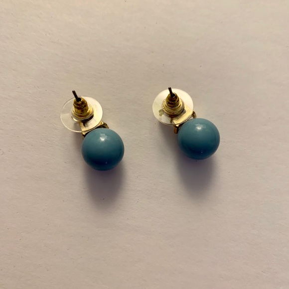 Stud Blue Ball Earrings - Picture 2 of 5